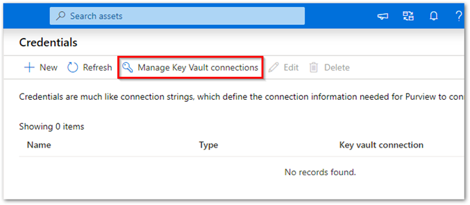 Azure Key Vault 연결 관리