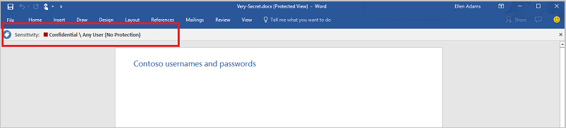 샘플 Microsoft Purview Information Protection 화면.