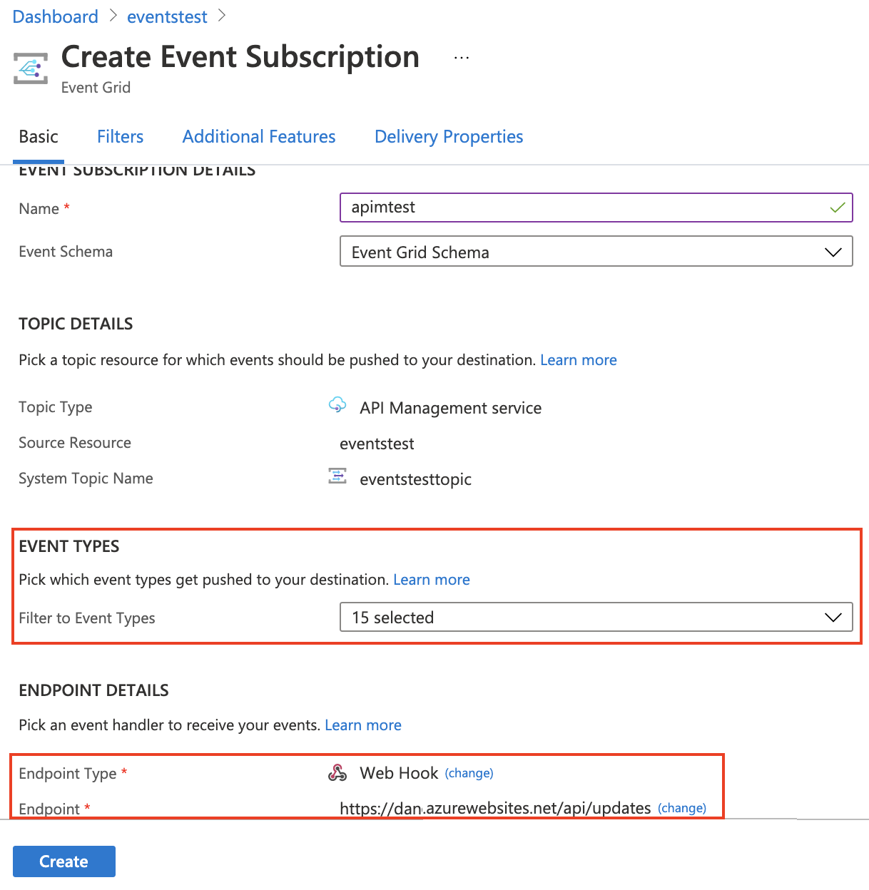 Azure Portal에서 이벤트 구독 만들기