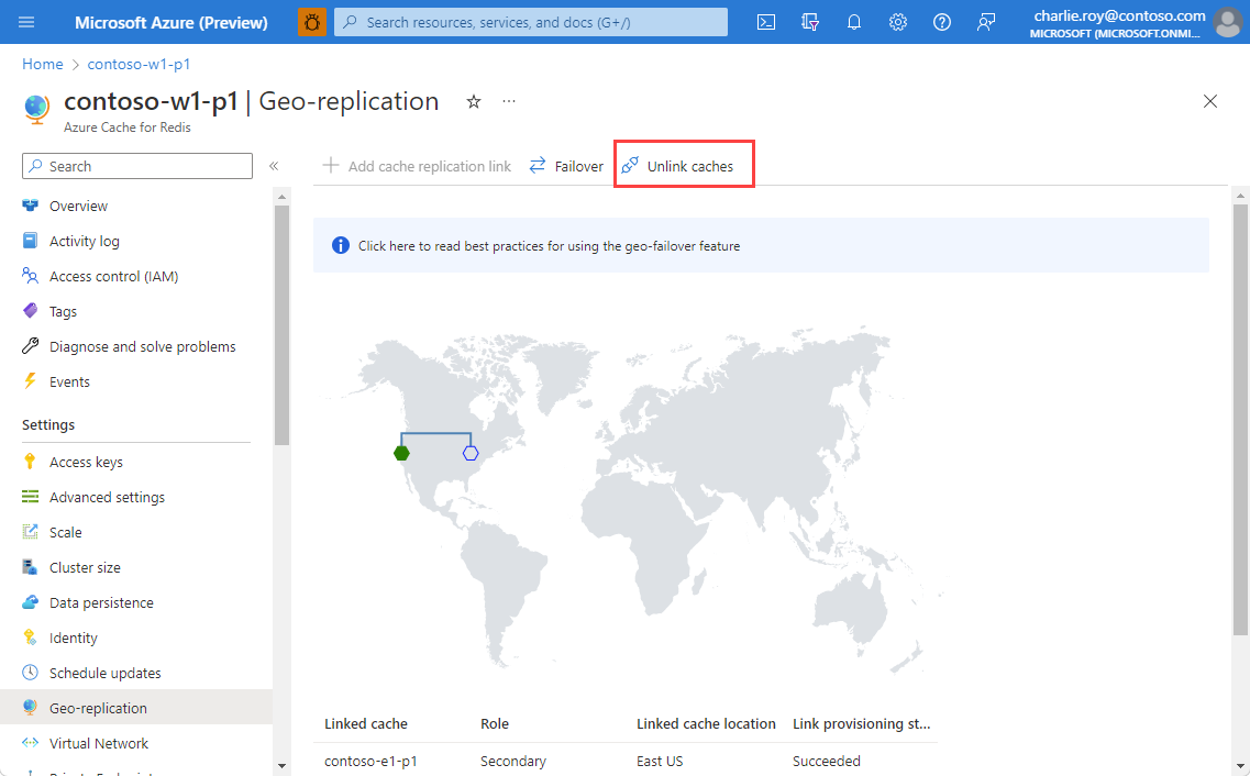 캐시 연결 해제 방법을 보여 주는 스크린샷.