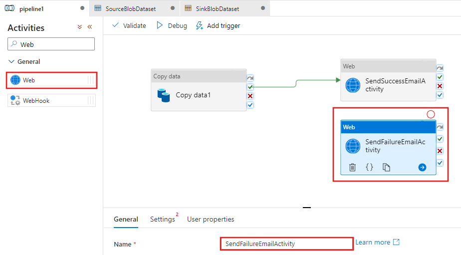 두 번째 웹 작업의 이름 스크린샷을 표시합니다.