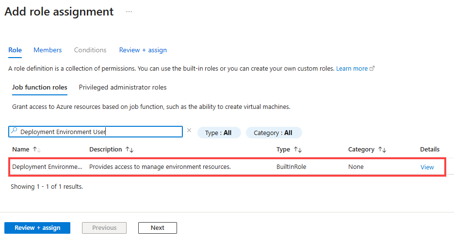 역할 할당 추가 창을 보여 주는 스크린샷.