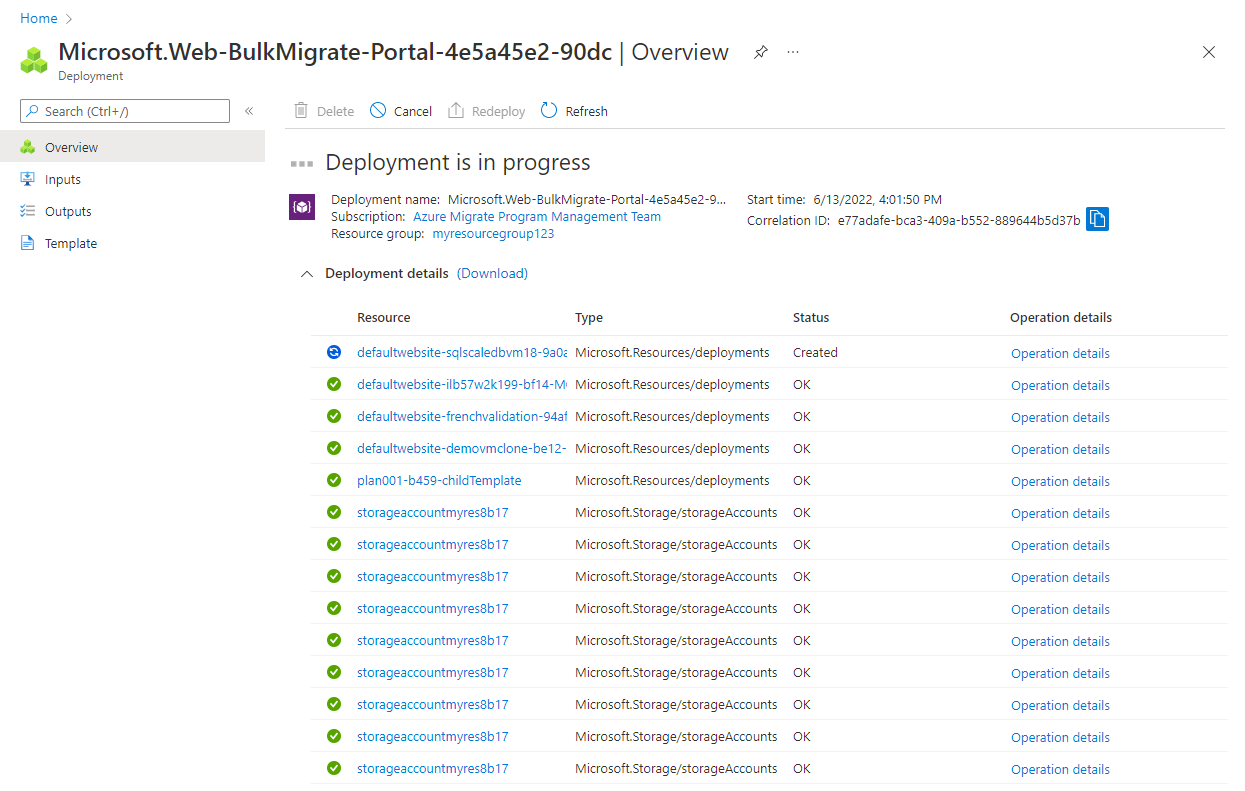 Screenshot of Azure Migrate deployment.