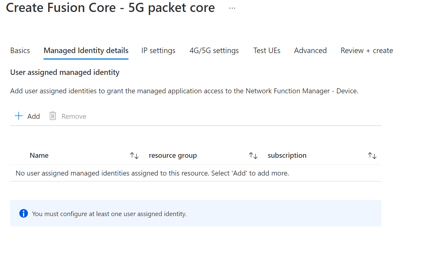 Screenshot of Managed Identity.