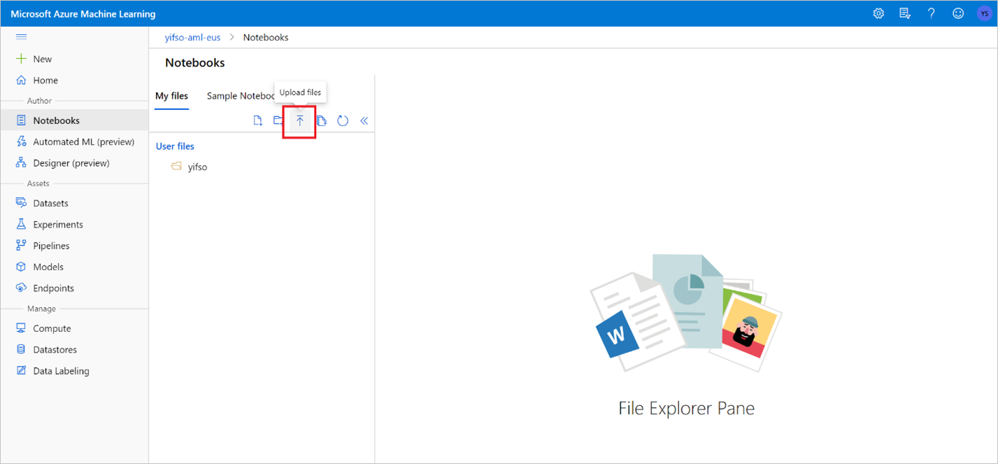 파일을 업로드하는 단추의 스크린샷.