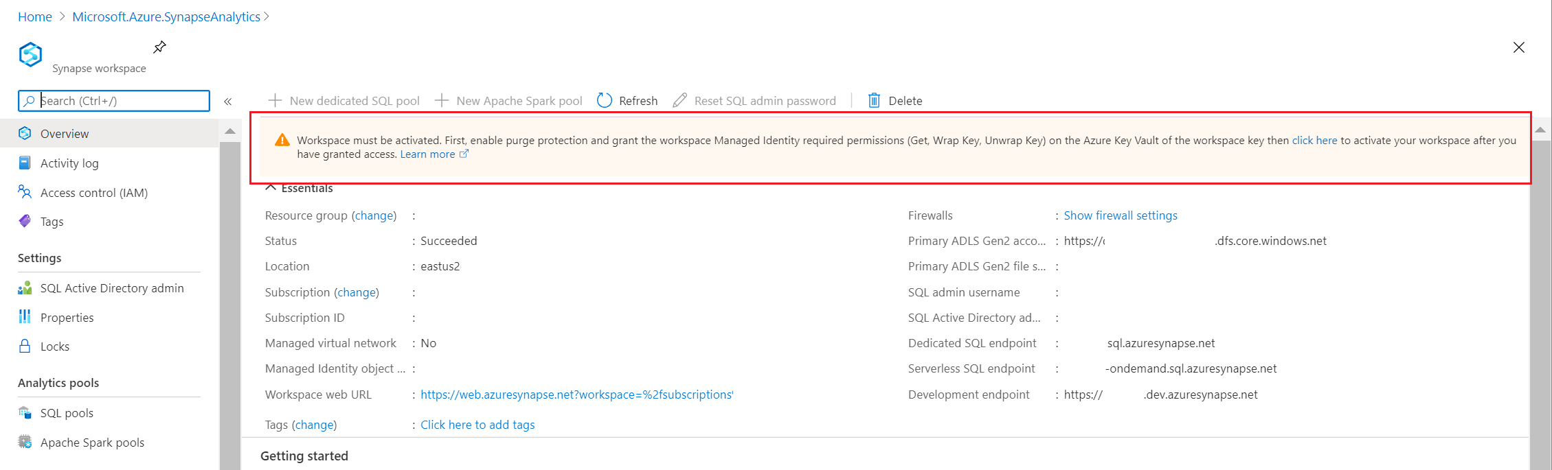 이 다이어그램은 작업 영역에 대한 배너의 활성화 링크를 보여 줍니다.