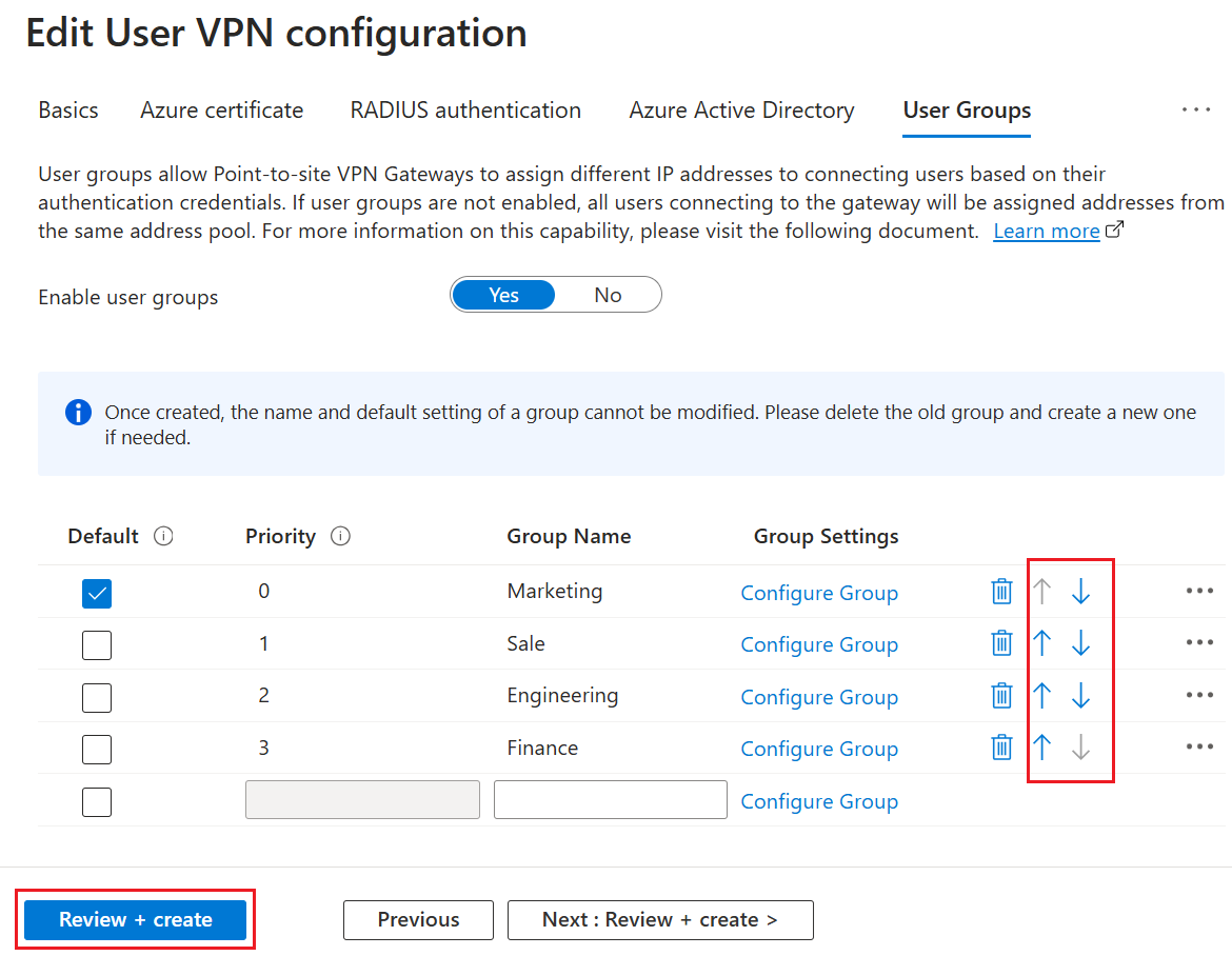 우선 순위 순서를 조정하는 스크린샷