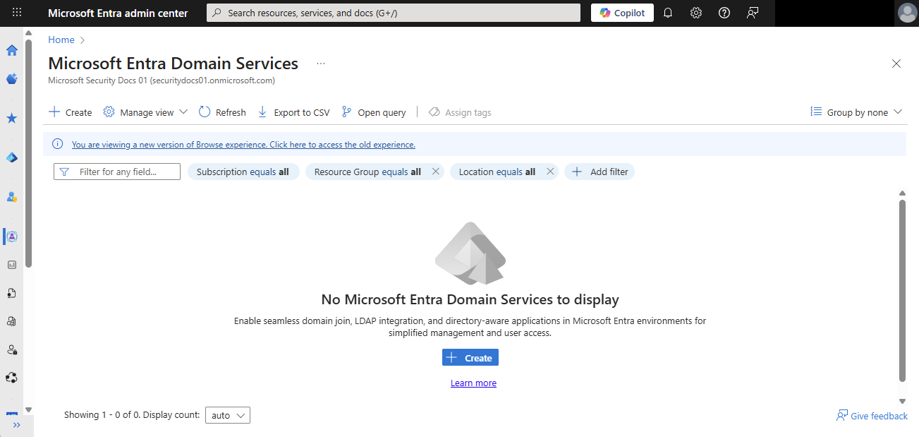 관리되는 도메인을 만드는 방법의 스크린샷