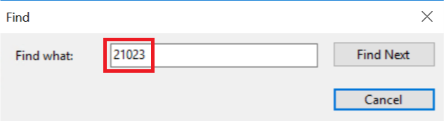 찾기 기능의 스크린샷