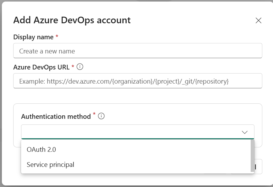 계정을 추가하는 GitHub 통합 UI의 스크린샷