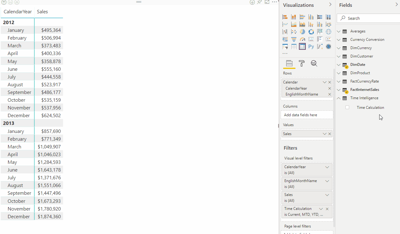 Power BI에서 적용 중인 계산 그룹