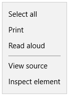 Browser default context menu