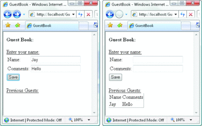 Figure 1 Finished Sample App Saves Names and Comments
