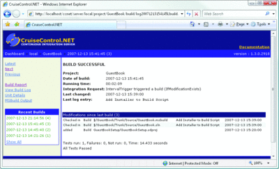 Figure 6 CCNet Report for a Successful Build
