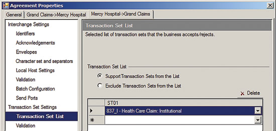 image: Configuring Transaction Sets on an Agreement