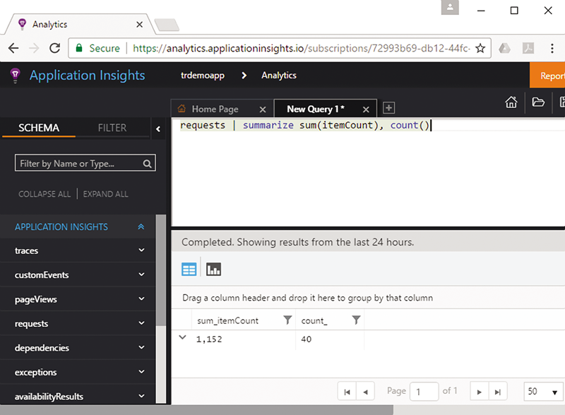 Number of Telemetry Items in Application Insights and Estimated Number of Originally Collected Items