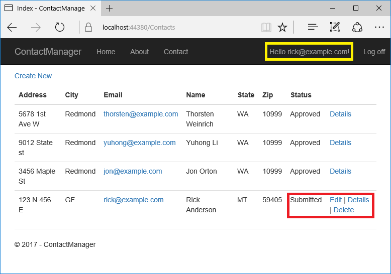 Rick이 로그인된 상태를 보여 주는 스크린샷