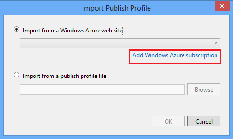 Windows Azure 구독 추가