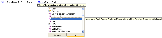 확장 메서드는 IntelliSense 드롭다운에 포함됩니다.