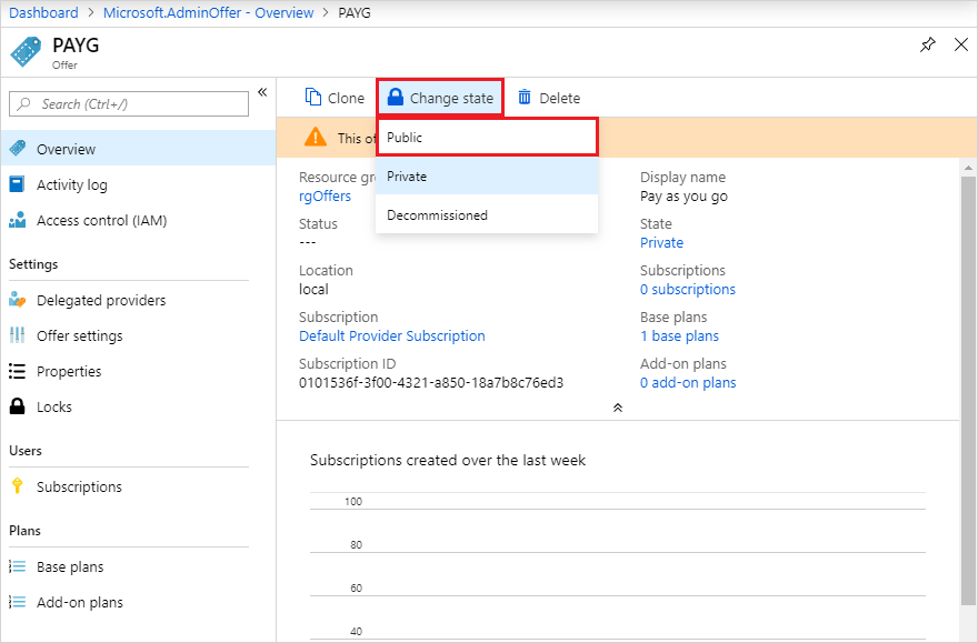 Public state in Azure Stack Hub administration portal