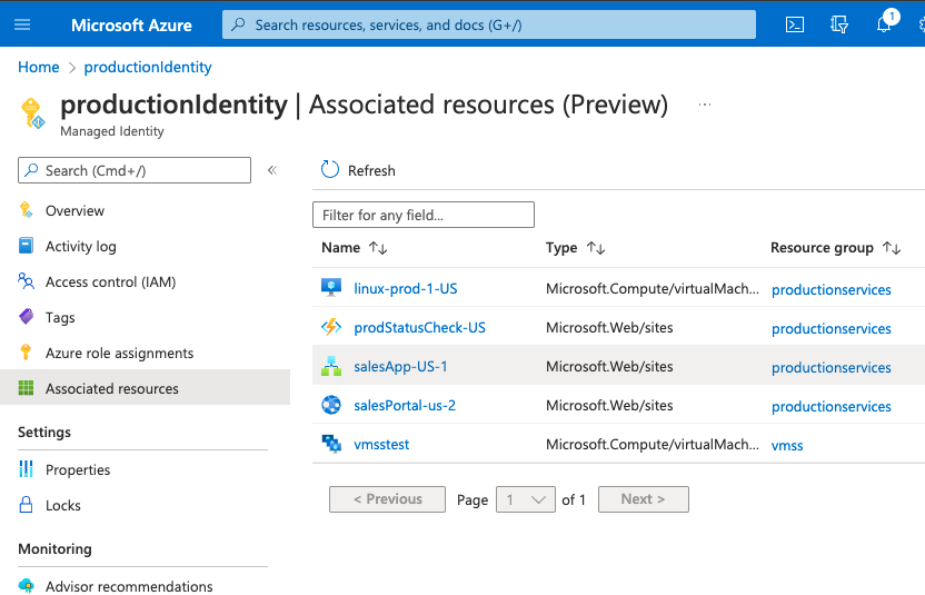 사용자 할당 관리 Id에 대한 연결된 리소스 보기 Microsoft Entra Microsoft Learn 1708