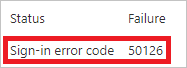 Sign-in error code