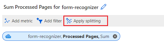 Azure Portal의 Apply splitting 옵션의 스크린샷