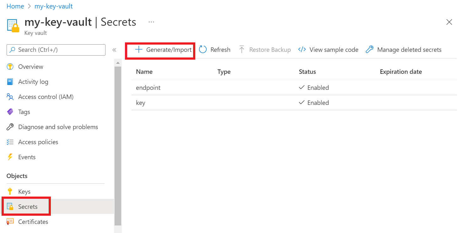 A screenshot showing the key vault key page in the Azure portal.