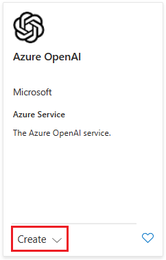 Azure portal에서 새로운 Azure OpenAI Service  리소스를 생성하는 방법을 보여주는 스크린샷.