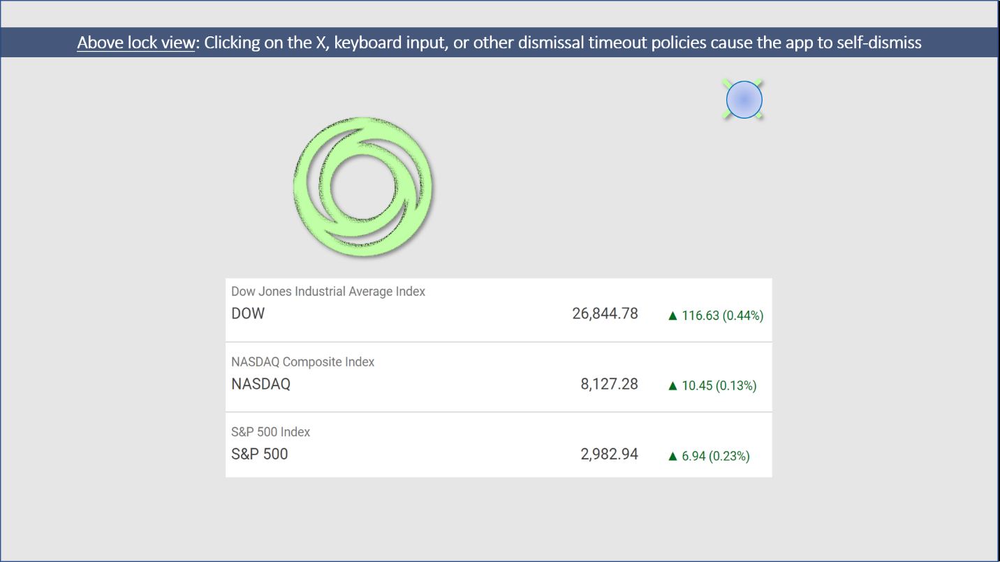 Screenshot showing the above lock view of the Contoso finance assistant app.