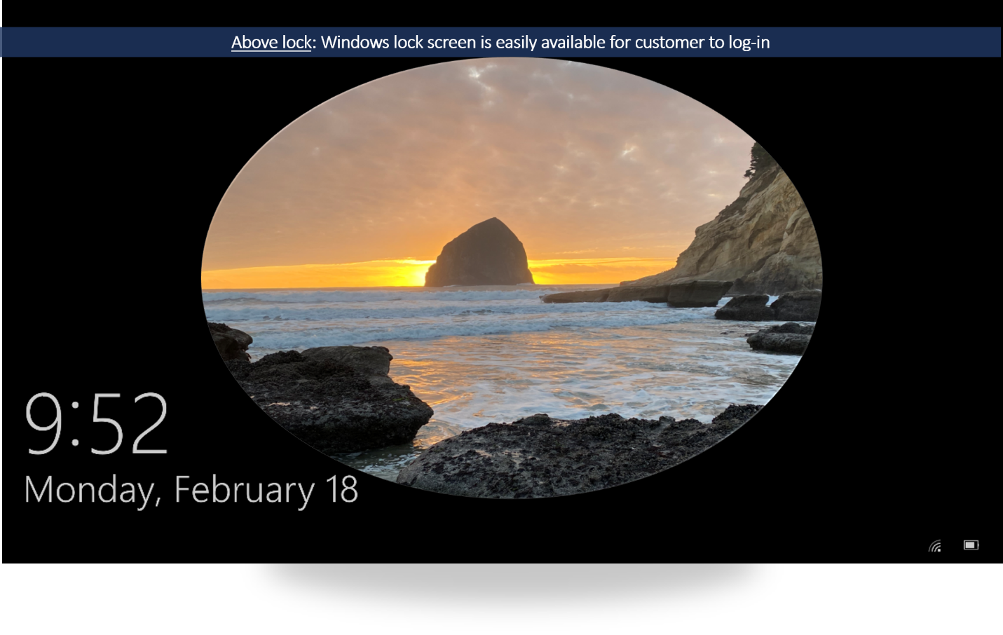 Screenshot of a desktop showing the Windows lock screen.