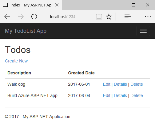 새 ASP.NET 프로젝트 대화 상자