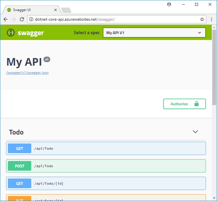Azure App Service에서 실행되는 ASP.NET Core API