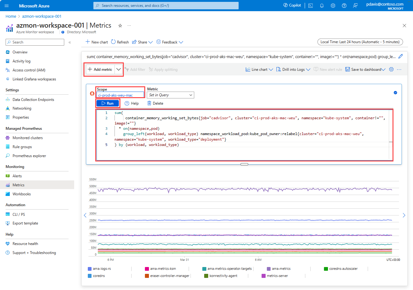 편집기를 사용하여 메트릭 추가를 보여 주는 스크린샷