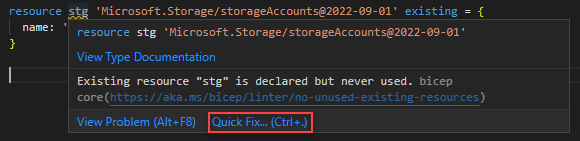 The screenshot of No unused existing resources linter rule quick fix.