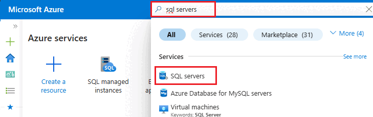 SQL 서버를 검색하여 선택합니다.