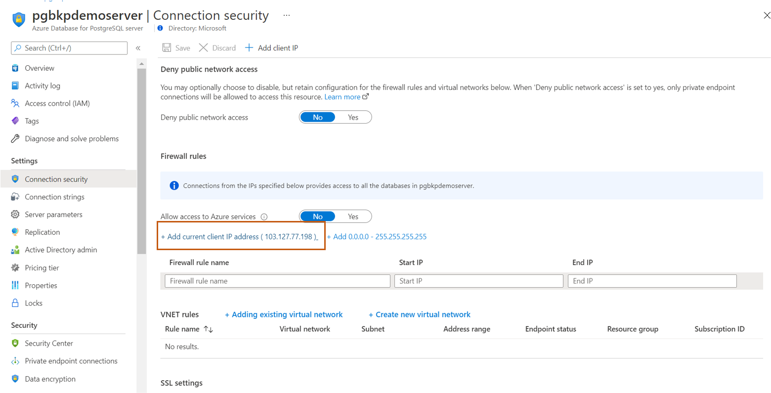 Screenshot showing the process to add the current client I D address to the Firewall rules.