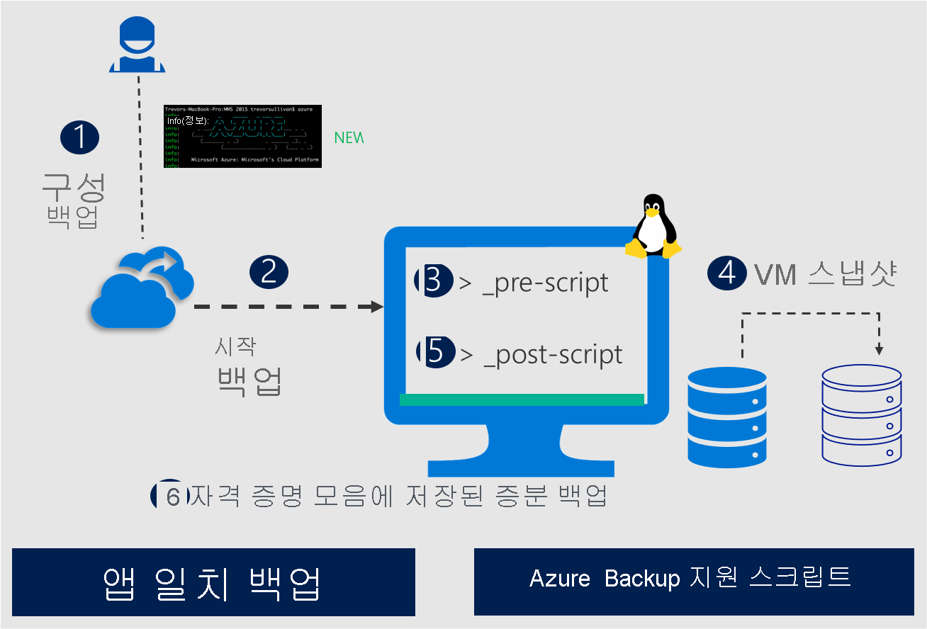 Diagram showing Linux application-consistent snapshot by Azure Backup.