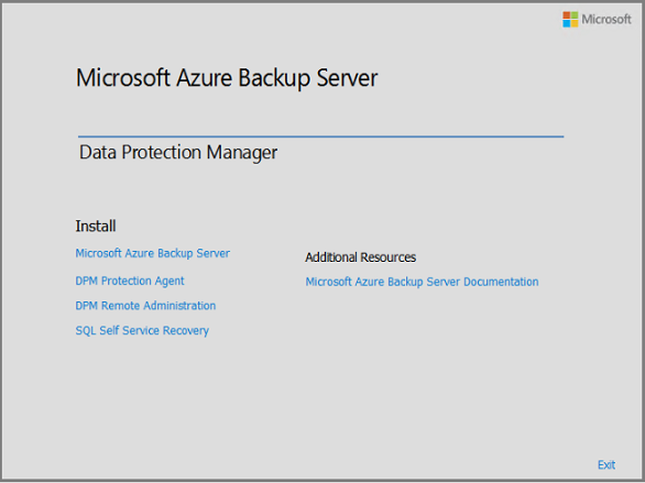 Microsoft Azure Backup Setup Wizard starts