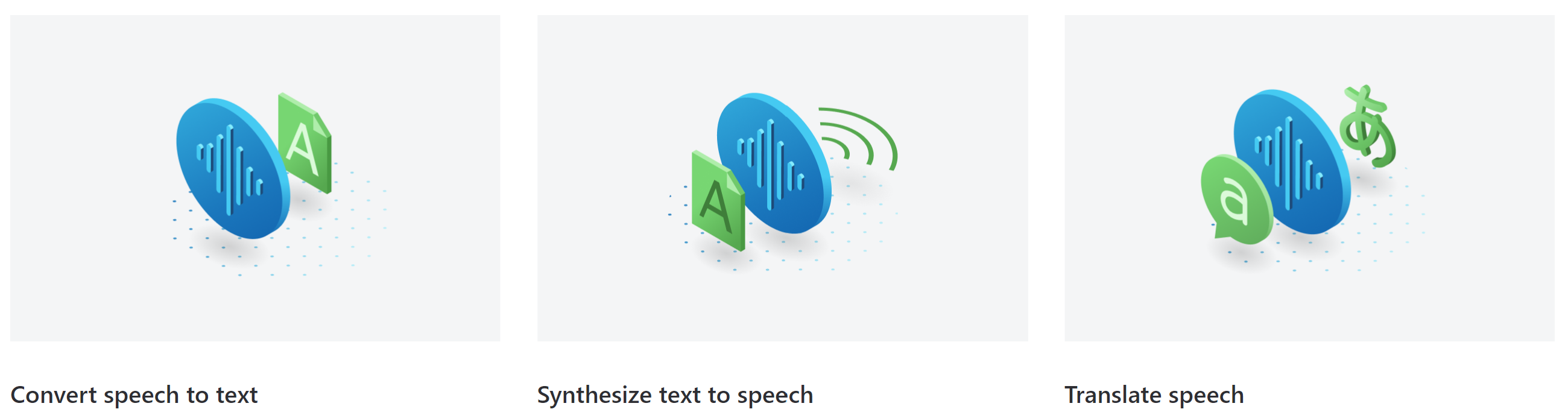 일부 Speech Service 기능을 강조 표시하고 있는 타일 이미지