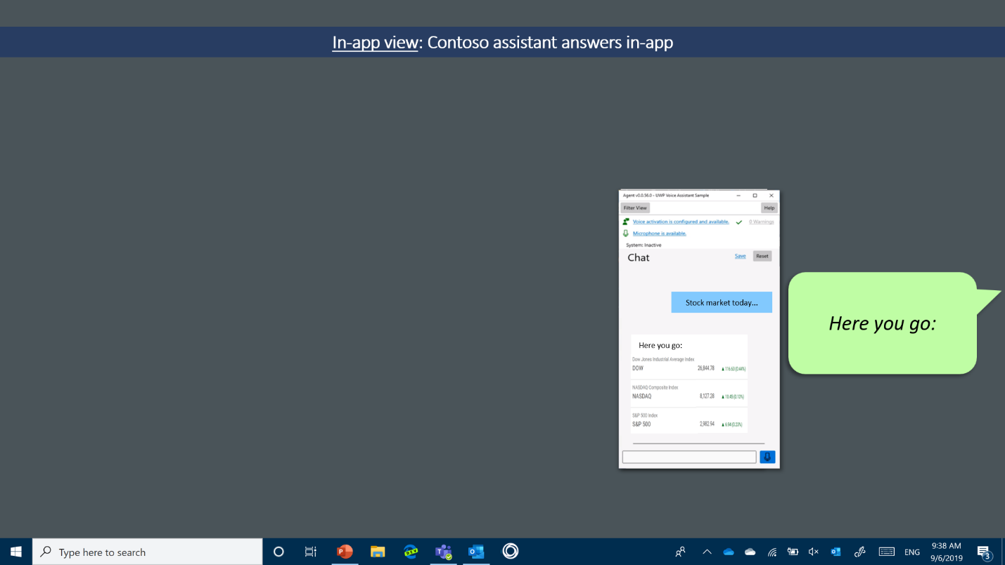 도우미가 응답할 때 Windows 음성 도우미 스크린샷