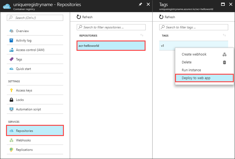 Deploy to app service in the Azure portal