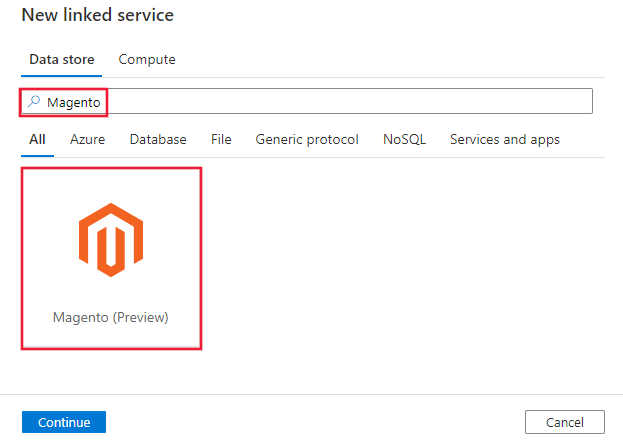 Screenshot of the Magento connector.
