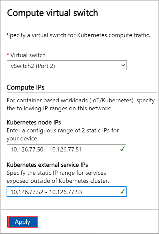 Screenshot of configuring compute in Advanced networking in local UI 2
