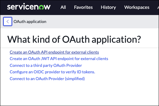 ServiceNow 외부 클라이언트에 대한 OAuth API 엔드포인트 생성