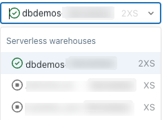 SQL Warehouse 선택기
