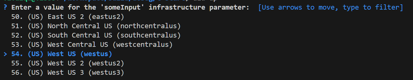 기본값을 포함하는 메타데이터가 있는 위치에 대한 프롬프트를 보여 주는 스크린샷.