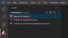 Screenshot showing how Azure Tools looks if you aren't signed in.