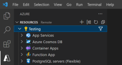 Screenshot showing how Azure Tools looks once signed in.