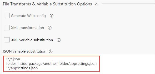 JSON 변수 대체를 위한 릴리스 파이프라인